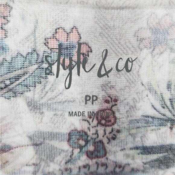 Style & Co Petite Printed Cap-Sleeve Top Graceful Tone PP - Picture 6 of 6